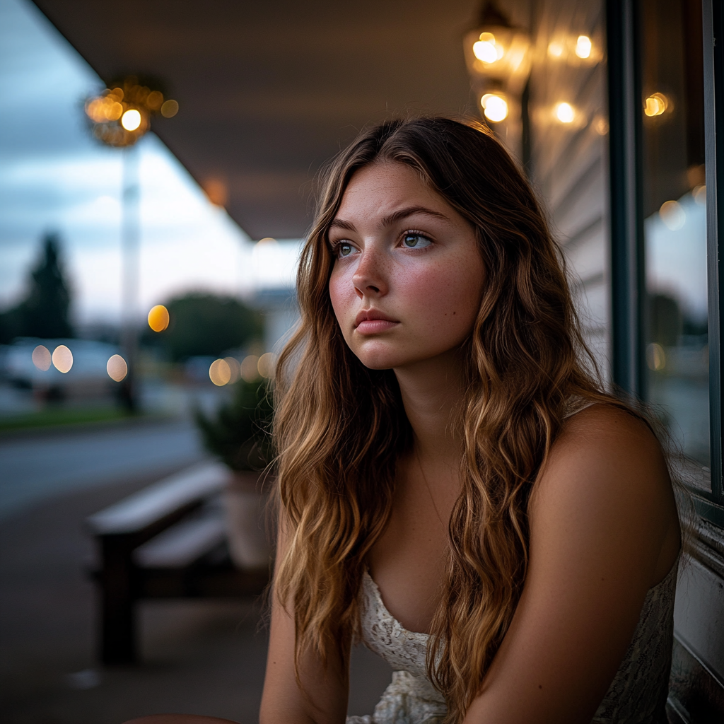 A heartbroken woman sitting alone | Source: Midjourney