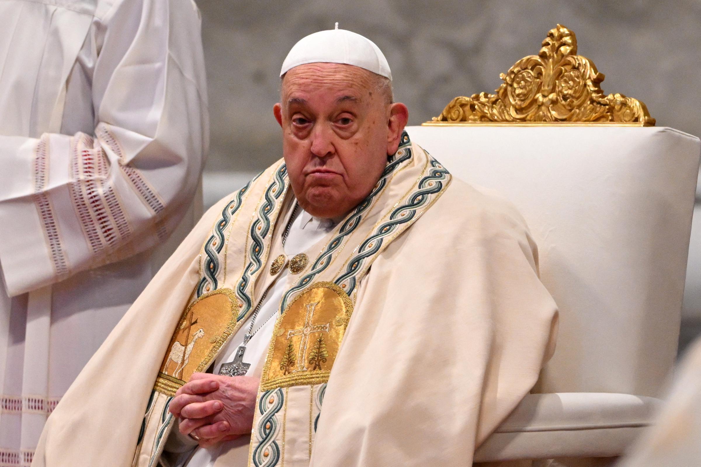 Pope Francis celebrating New Year's Day during a mass on World Day of Peace in St. Peter's Basilica on January 1, 2025, in Vatican City. | Source: Getty Images