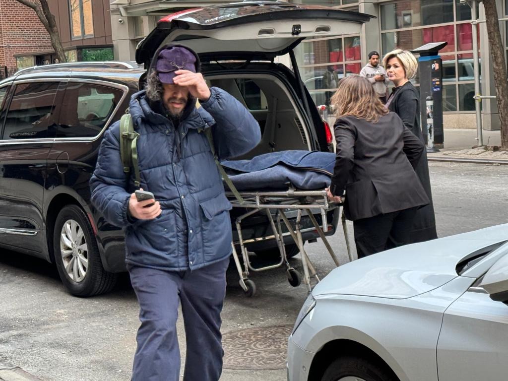 Funeral home workers removed Trachtenberg’s body from her Midtown apartment building on Wednesday afternoon.Peter Gerber