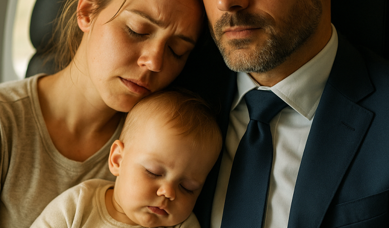 A Tired Mom and Her Baby Slept on a CEO’s Shoulder Mid-Flight—His Reaction Upon Landing Was Unbelievable